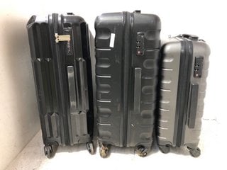 3 X ASSORTED SIZED JOHN LEWIS AND PARTNERS HARDSHELL TRAVEL SUITCASES IN DARK GREY AND BLACK: LOCATION - B14