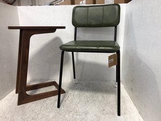 NKUKU UKARI DINING CHAIR IN RICH GREEN RRP - £230 TO INCLUDE JOHN LEWIS AND PARTNERS WOODEN SIDE TABLE IN DARK BROWN: LOCATION - B14