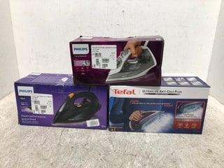 3 X ASSORTED TEFAL AND PHILIPS STEAM IRONS: LOCATION - B13