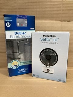 MEACO 3 ANGLE VERTICAL AND HORIZONTAL FAN TO INCLUDE TRITON DUELEC ELECTRIC SHOWER: LOCATION - B10