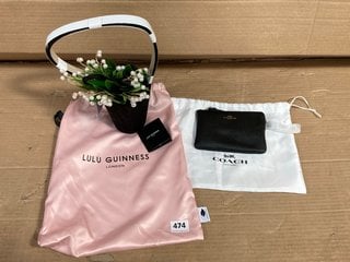 LULU GUINNESS PLANT POT BAG TO INCLUDE COACH LOGO PRINT SMALL LEATHER ZIP PURSE IN BLACK COMBINED RRP - £420: LOCATION - B8