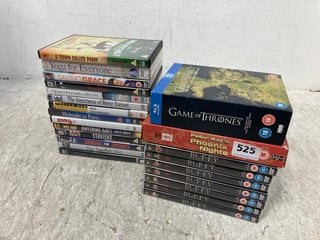 QTY OF ASSORTED DVD'S TO INCLUDE GAME OF THRONES COMPLETE 1 - 3 SEASON BOX SET (PLEASE NOTE: 18+YEARS ONLY. ID MAY BE REQUIRED): LOCATION - B3