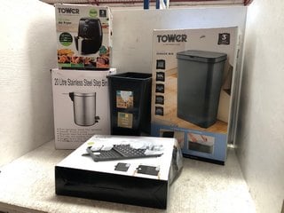 4 X ASSORTED HOUSEHOLD ITEMS TO INCLUDE TOWER 50L SENSOR BIN , TOWER 1.5L AIR FRYER: LOCATION - A2