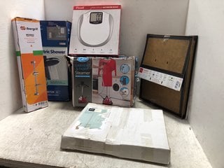 6 X ASSORTED ITEMS TO INCLUDE QUEST GARMENT AND FABRIC STEAMER , TRITON ELECTRIC SHOWER: LOCATION - A2