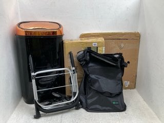 5 X ASSORTED ITEMS TO INCLUDE TOWER ROSE GOLD EDITION METAL WASTE BIN IN BLACK: LOCATION - C8