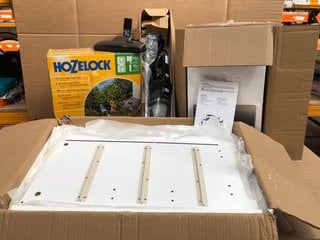 4 X ASSORTED ITEMS TO INCLUDE HOZELOCK 2 IN 1 60M HOSE REEL AND WHITE HAVEN 3 DRAW STORAGE: LOCATION - C9