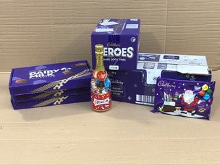 6 X ASSORTED CONSUMABLE CHOCOLATE ITEMS TO INCLUDE BOX OF CADBURYS HEROES CHOCOLATES 2KG BB: 11/24: LOCATION - C10