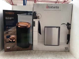 2 X ASSORTED TOWER AND BRABANTIA BINS: LOCATION - A3