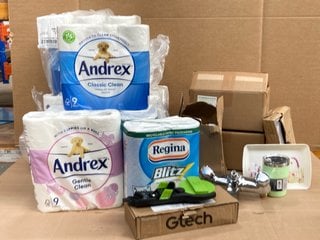 QTY OF ASSORTED ITEMS TO INCLUDE 2 X ASSORTED PACKS OF ANDREX TOILET ROLLS: LOCATION - C13