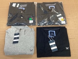 4 X ASSORTED CREW CLOTHING COMPANY ITEMS TO INCLUDE 2 X PLAIN PIQUE POLO SHIRTS IN NAVY SIZE: L AND XL COMBINED RRP - £174: LOCATION - C14