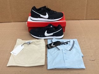 3 X ASSORTED CLOTHING ITEMS TO INCLUDE NIKE VENTURE RUNNER LACE UP TRAINERS IN BLACK SIZE: 10: LOCATION - C14