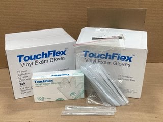 BOX OF STAINLESS STEEL PENCIL TOOLS TO INCLUDE 2 X BOXES OF TOUCH FLEX VINYL EXAMINATION GLOVES: LOCATION - C16