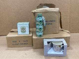 BOX OF WILLIAM MORRIS STRAWBERRY THIEF PRINTED DRINKS BOTTLES: LOCATION - C16