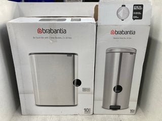 2 X ASSORTED BRABANTIA 2 X 30L AND 30L PEDAL AND TOUCH BINS: LOCATION - D17