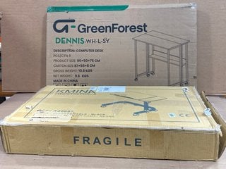 GREEN FOREST COMPUTER DESK TO INCLUDE KAMINA OVER BED TABLE IN BLACK: LOCATION - D15