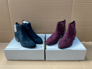 2 X MODA IN PELLE WOMENS LILITH SUEDE ZIP UP BOOTS IN PURPLE AND NAVY SIZE: 6: LOCATION - D8