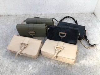 6 X PAUL COSTELLOE DRESSAGE LEATHER CHAIN HANDLE SHOULDER BAGS IN BLACK, GREEN AND CREAM: LOCATION - D7