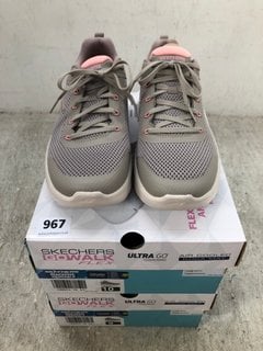 2 X SKECHERS WOMENS GO WALK MESH TRAINERS IN BEIGE SIZE: 6 AND 7: LOCATION - D7