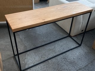 JOHN LEWIS & PARTNERS CALIA CONSOLE TABLE IN OAK AND BLACK FINISH - RRP £348: LOCATION - B6