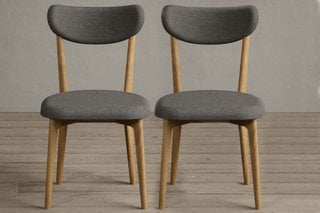 NORDIC/NORD OAK/GREY LINEN CHAIR - PAIRS - RRP £240: LOCATION - B2