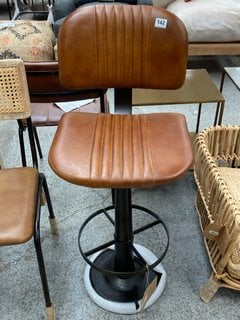 NARWANA BAR CHAIR - AGED TAN - ONE SIZE - RRP £350: LOCATION - C1