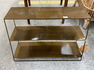 MEGHANA IRON SHELF WITH HOOKS - BRASS - WIDE - RRP £295: LOCATION - C1