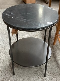 KAROKO MARBLE SIDE TABLE - BLACK - ONE SIZE - RRP £250: LOCATION - C1