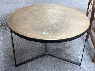 MABA ROUND COFFEE TABLE IN ANTIQUE BRASS FINISH - RRP £375: LOCATION - C2