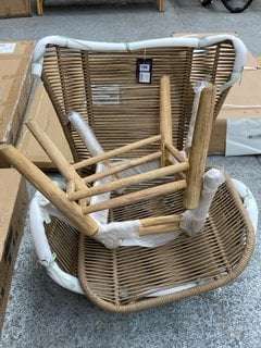 LA REDOUTE OCCASIONAL STYLE ACCENT CHAIR WITH MATCHING FOOTSTOOL IN NATURAL FINISH: LOCATION - C3