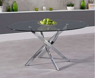 JP - DAYTONA/DETROIT/DENVER 165CM OVAL GLASS DINING TABLE - RRP £329: LOCATION - B2