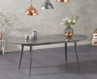 JJ - OLIVIA/OPEL/OPHELIA DARK GREY GLOSS EXT DINING TABLE - RRP £549: LOCATION - B2