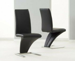 ALDO/MARINO BLACK FAUX LEATHER DINING CHAIR - PAIRS - RRP £300: LOCATION - B2