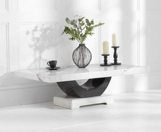 NOVARA MARBLE COFFEE TABLE - WHITE - RRP £729: LOCATION - B3