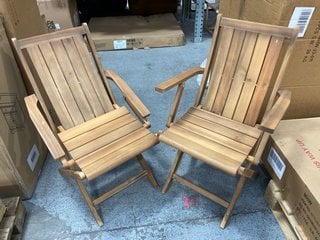 2 X LA REDOUTE OUTDOOR WOODEN DECK CHAIRS IN NATURAL: LOCATION - BR4