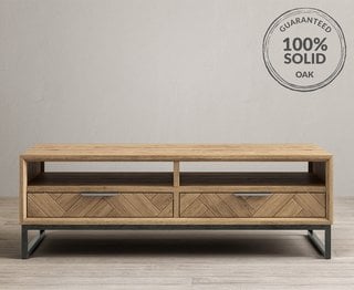 HERRINGBONE SOLID OAK 4 DRAWER COFFEE TABLE - RRP £549: LOCATION - B4