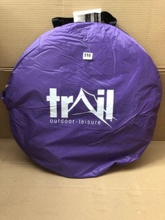 TRAIL OUTDOOR LEISURE POP UP TENT IN PURPLE & GREY: LOCATION - BR6