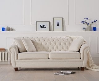 EVA IVORY LINEN 3 SEATER SOFA - RRP £879: LOCATION - B5