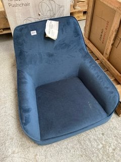 JOHN LEWIS & PARTNERS FORM OFFICE CHAIR IN SKY VELVET (MISSING BASE): LOCATION - A4