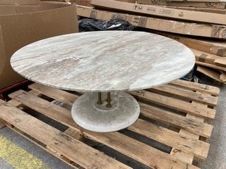 (COLLECTION ONLY) LARGE ROUND MARBLE COFFEE TABLE IN WHITE (DAMAGED): LOCATION - A5