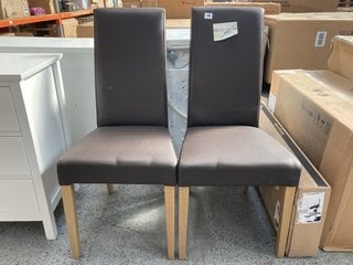 PAIR OF JOHN LEWIS & PARTNERS SLENDER DINING CHAIRS IN CHOCOLATE BROWN - RRP £100: LOCATION - B5