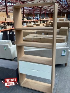 EBBE GEHL MIRA WIDE BOOKCASE IN LIGHT OAK AND IVORY WHITE FINISH - RRP £698: LOCATION - B5