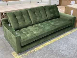 JOHN LEWIS & PARTNERS DRAPER GRAND 4 SEATER SOFA IN FOREST GREEN PLUSH VELVET - RRP £1434: LOCATION - B6