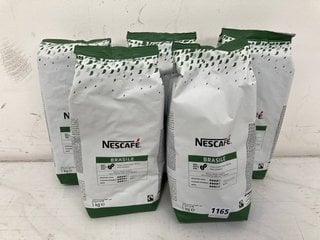 5 X 1KG BAGS OF NESCAFE BRASILE WHOLE ROASTED COFFEE BEANS BBE: 09/10/24: LOCATION - BR10