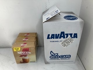 QTY OF LAVAZZA QUALITA ROSSA COFFEE CAPSULES BBE: 30/12/24 TO INCLUDE 3 X PACKS OF NESCAFE CAPPUCCINO SACHETS BBE: 08/25: LOCATION - BR11