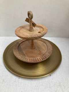 QTY OF ASSORTED NKUKU HOMEWARE TO INCLUDE GAVIVI CAKE STAND IN NATURAL MANGO WOOD FINISH: LOCATION - CR3