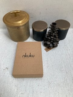 QTY OF ASSORTED NKUKU HOMEWARE TO INCLUDE NALGORA ICE BUCKET IN BRASS FINISH: LOCATION - CR4