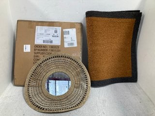 QTY OF ASSORTED LA REDOUTE HOMEWARE TO INCLUDE COIR STYLE DOOR MAT IN GREY AND NATURAL: LOCATION - DR8