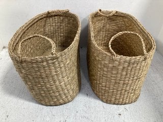 2 X LA REDOUTE DANCIE WOVEN STRAW STORAGE BASKETS IN NATURAL FINISH: LOCATION - DR8