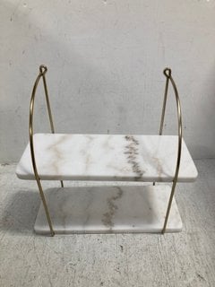 LA REDOUTE FITIA 40CM MARBLE AND BRASS WALL SHELF - RRP £125: LOCATION - DR8