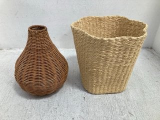 2 X ASSORTED LA REDOUTE HOMEWARE TO INCLUDE WICKER BASKET: LOCATION - DR6